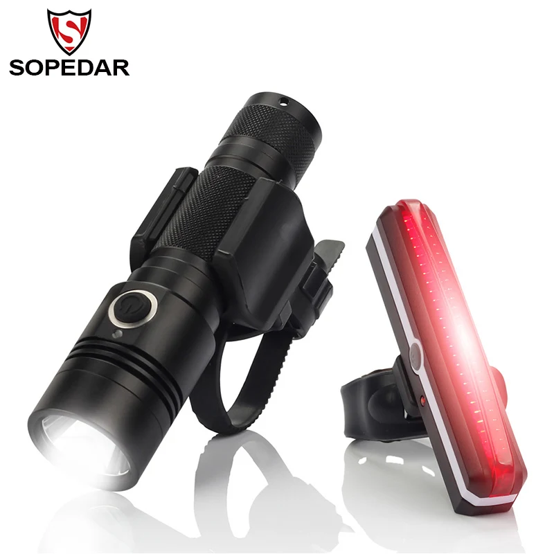 SOPEDAR MTB Bike Led Front Torch + Taillight USB Rechargeable Mountain Bicycle Handlebar Front Light Bracket Cycling Accessories
SOPEDAR MTB Bike Led Front Torch + Taillight USB Rechargeable Mountain Bicycle Handlebar Front Light Bracket Cycling Accessories