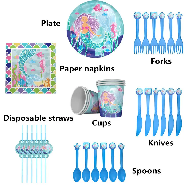 1 Pack Paper Disposable Tableware Mermaid Pattern Cups Plates Napkins For Kids Party Birthday Children's Day Props Decoration
1 Pack Paper Disposable Tableware Mermaid Pattern Cups Plates Napkins For Kids Party Birthday Children's Day Props Decoration