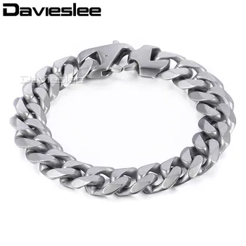 Davieslee Mens Chain Matte Brushed Polished Bracelet 316L Stainless Steel Cut Curb Cuban Link Silver Color 15 mm LHBM109
Davieslee Mens Chain Matte Brushed Polished Bracelet 316L Stainless Steel Cut Curb Cuban Link Silver Color 15 mm LHBM109
