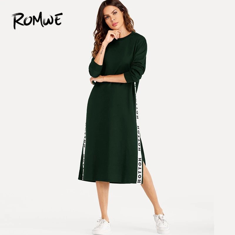 ROMWE Green Letter Print Side Split Sweatshirt Dress Women Casual Autumn Round Neck Long Sleeve Clothing Female Long Shift Dress
ROMWE Green Letter Print Side Split Sweatshirt Dress Women Casual Autumn Round Neck Long Sleeve Clothing Female Long Shift Dress