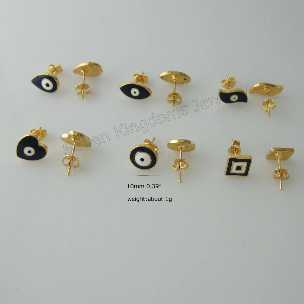 MIN ORDER 10$/6 SHAPES AVAILABLE EVIL EYE FACE SIZE AROUND 0.39" - YELLOW GOLD GP OVERLAY STUD DARK BLUE ENAMEL EARRING
MIN ORDER 10$/6 SHAPES AVAILABLE EVIL EYE FACE SIZE AROUND 0.39" - YELLOW GOLD GP OVERLAY STUD DARK BLUE ENAMEL EARRING