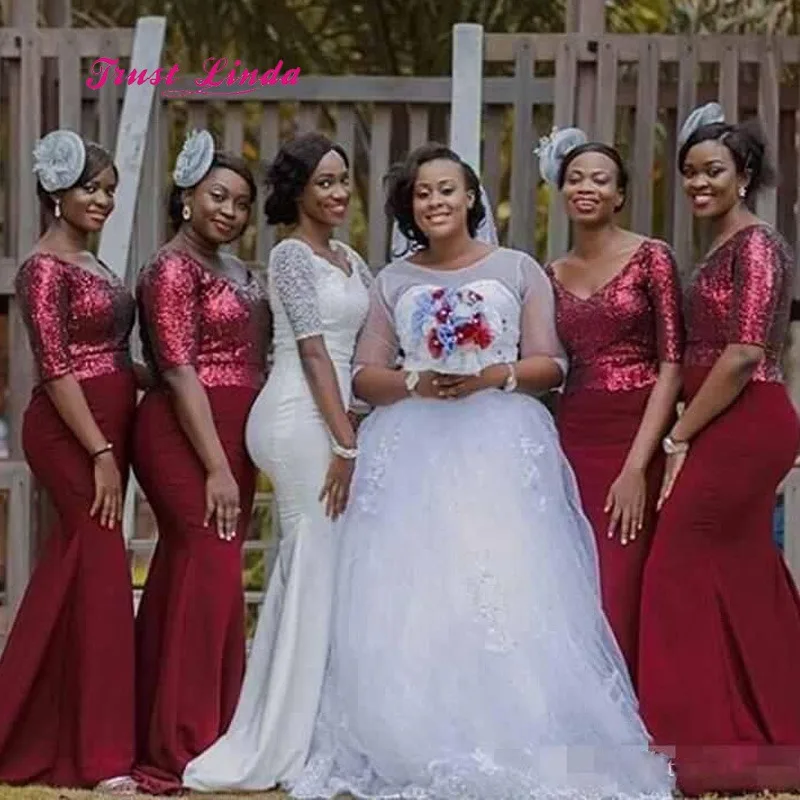Burgundy Bridesmaid Dresses V Neck Floor Length Mermaid Bride Maid Dresses For Weddings African Bridesmaids Dresses
Burgundy Bridesmaid Dresses V Neck Floor Length Mermaid Bride Maid Dresses For Weddings African Bridesmaids Dresses