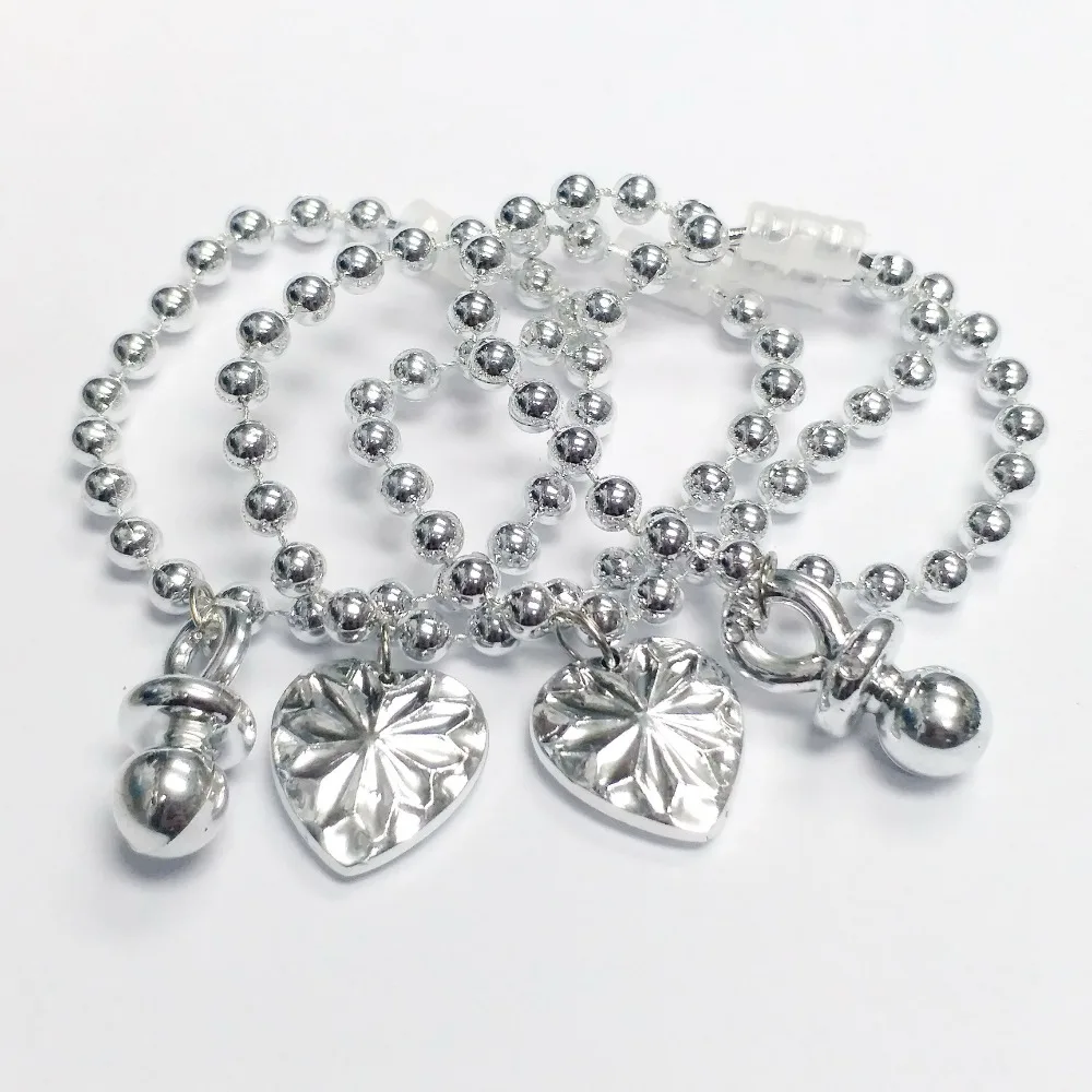 pacifier & heart silver bracelet- 3.5g