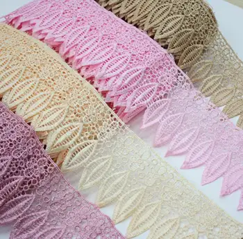 

45 yards/pack 9cm Width Crochet Embroidered Lace Edge Trim Ribbon Leaves Shaped Wedding Decor DIY Sewing Applique