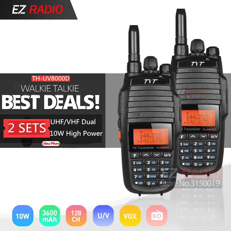 2PCS TYT TH-UV8000D Upgrade Version Powerful Long Range 10W Cross Band VHF UHF Amateur Radio Transceiver 3600MAH Li-ion Battery
2PCS TYT TH-UV8000D Upgrade Version Powerful Long Range 10W Cross Band VHF UHF Amateur Radio Transceiver 3600MAH Li-ion Battery