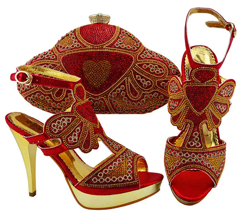 Fashion shoes and bag set to match in italy design italian red shoes and bag matching set with many rhinestones SB8276-4 
Fashion shoes and bag set to match in italy design italian red shoes and bag matching set with many rhinestones SB8276-4