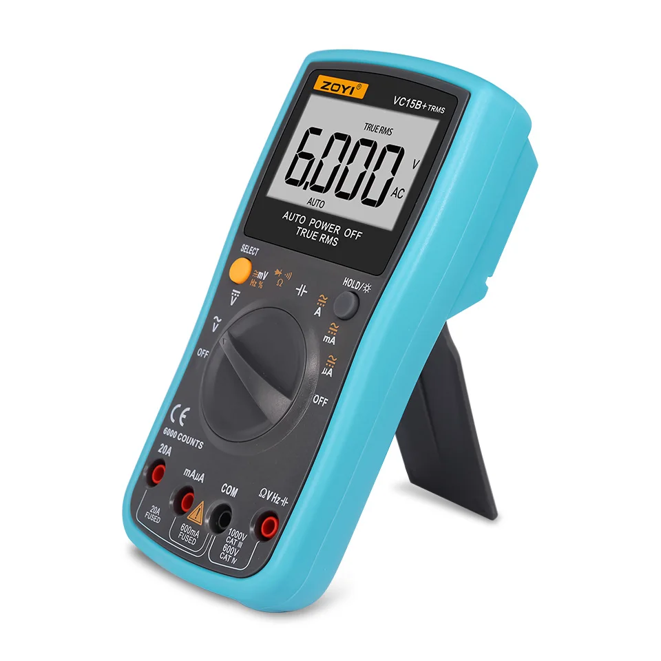 ZOYI ZT15B+ 6000 Counts Digital Multimeter DC AC Voltage Current Meter TRU-RMS Resistance Diode Capaticance Continuity
ZOYI ZT15B+ 6000 Counts Digital Multimeter DC AC Voltage Current Meter TRU-RMS Resistance Diode Capaticance Continuity