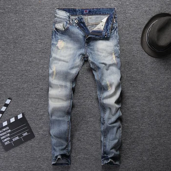 Classical Fashion Streetwear Men Jeans Light Blue Color Embroidery Patchwork Ripped Jeans For Men Slim Fit Hip Hop Jeans homme
Classical Fashion Streetwear Men Jeans Light Blue Color Embroidery Patchwork Ripped Jeans For Men Slim Fit Hip Hop Jeans homme