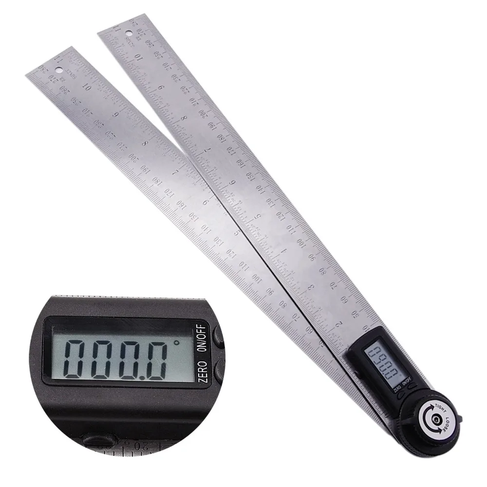 

Angle Finder Protractor 300mm Length Stainless Steel Straight Square Ruler 2 Blade Measure Woodworking Construction Tool