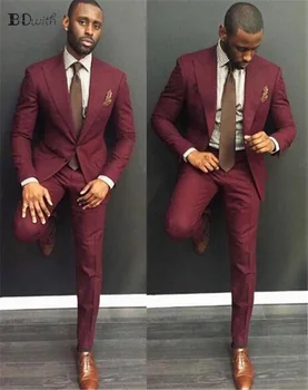 Wedding Men Suit Burgundy Peaked Collar Slim Fit 2 Pieces (Jacket +Pant) Custom Made For Wedding Groom Tuxedos Formal Suits
Wedding Men Suit Burgundy Peaked Collar Slim Fit 2 Pieces (Jacket +Pant) Custom Made For Wedding Groom Tuxedos Formal Suits