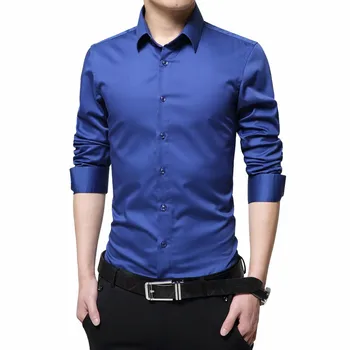 Brand Men Dress Shirts Mercerized Cotton Solid Color Slim Fit Long Sleeve Silk Shirt Business Smooth Mens Shirts Big Sizes S-5XL 
Brand Men Dress Shirts Mercerized Cotton Solid Color Slim Fit Long Sleeve Silk Shirt Business Smooth Mens Shirts Big Sizes S-5XL