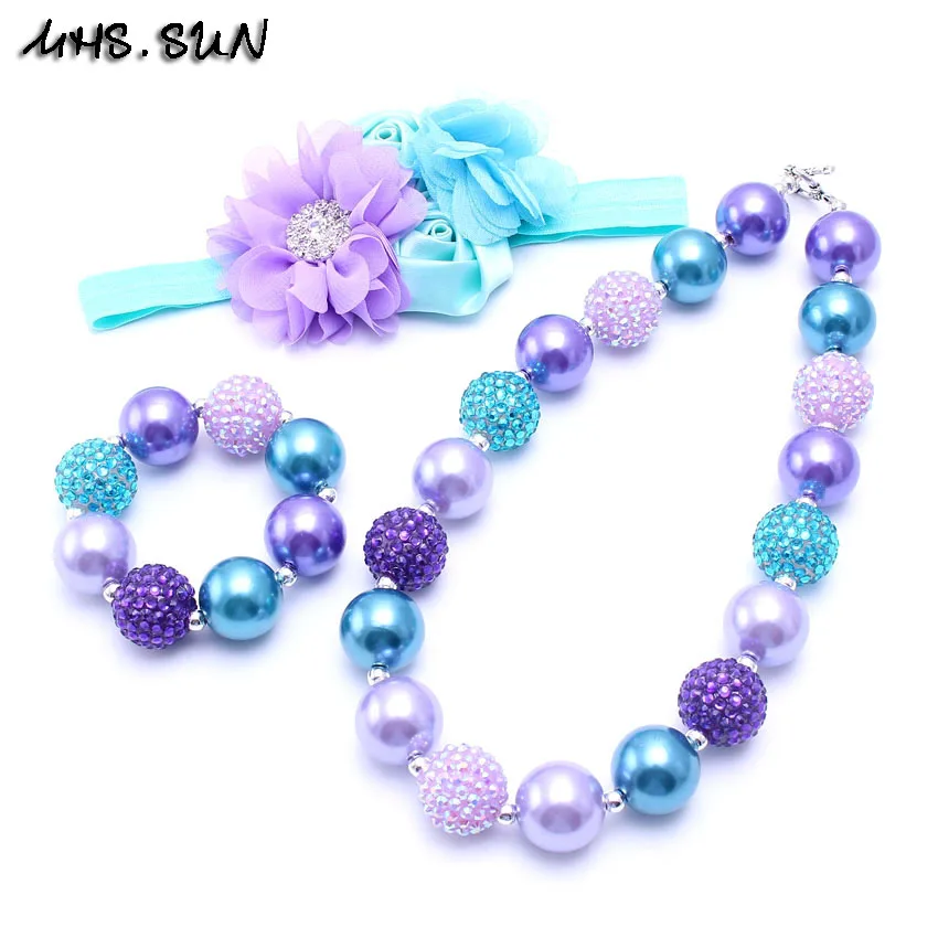 MHS.SUN Baby jewelry set chunky bubblegum beads necklace bracelets crystal flower elastic headbands for girls kids gift BN132
MHS.SUN Baby jewelry set chunky bubblegum beads necklace bracelets crystal flower elastic headbands for girls kids gift BN132