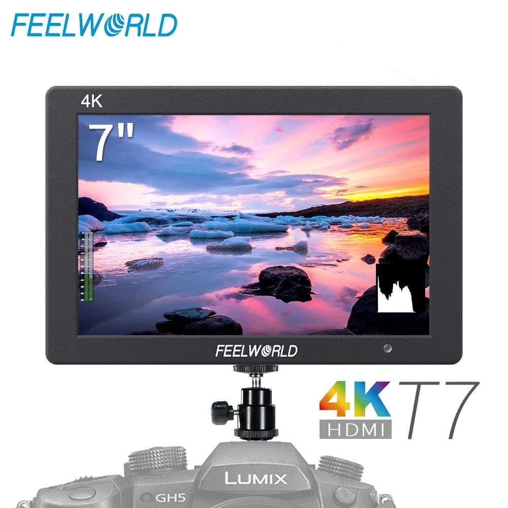 Feelworld T7 7inch 4K 1920x1200 IPS On-Camera Field Monitor with AC Adapter Sun Shade and HDMI Cable for DSLR Canon Nikon Sony
Feelworld T7 7inch 4K 1920x1200 IPS On-Camera Field Monitor with AC Adapter Sun Shade and HDMI Cable for DSLR Canon Nikon Sony