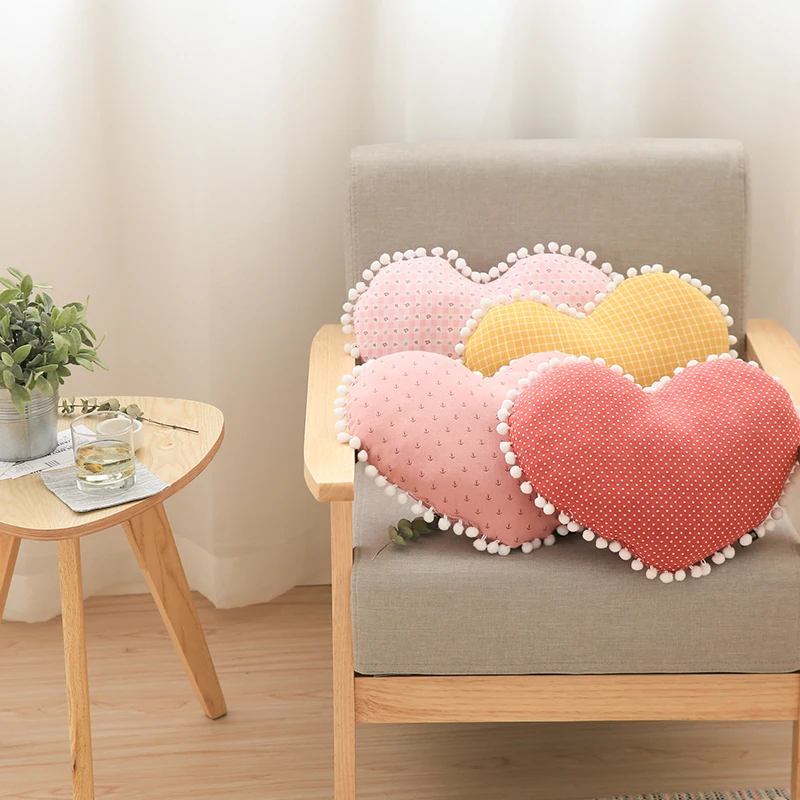 38x30cm cute heart shaped cushion pillow pom pom soft sofa throw pillow back cushion chair kids gift
38x30cm cute heart shaped cushion pillow pom pom soft sofa throw pillow back cushion chair kids gift