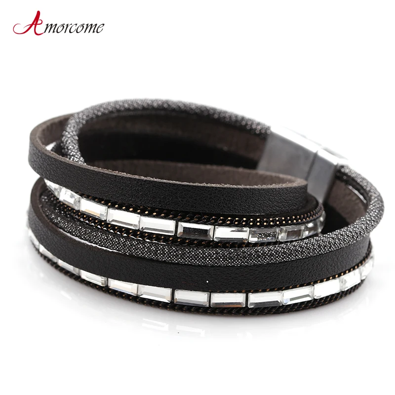 Amorcome Handmade Black MultiLayers Leather Bracelet Alloy Vintage Bohemian Charm Wrap Bracelets & Bangles For Women Jewelry
Amorcome Handmade Black MultiLayers Leather Bracelet Alloy Vintage Bohemian Charm Wrap Bracelets & Bangles For Women Jewelry