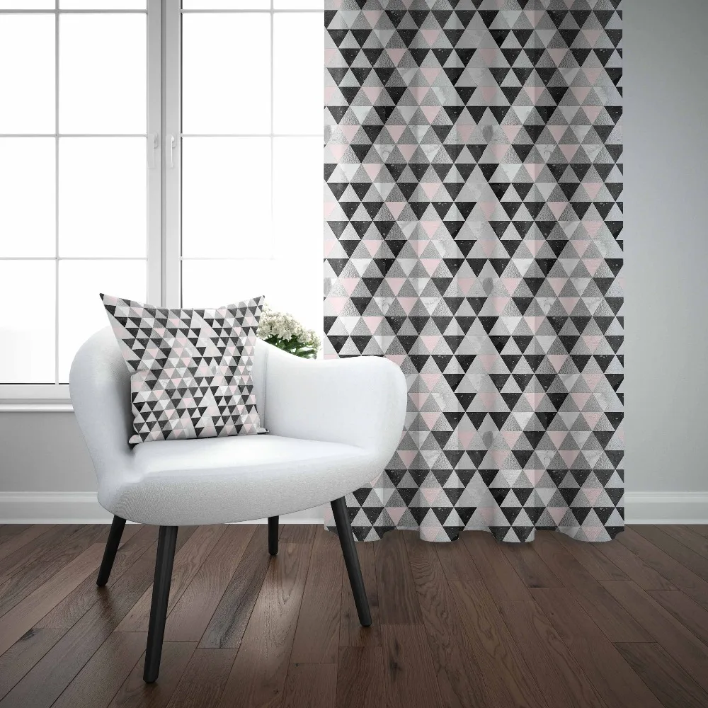 

Else Black Pink Gray Triangles Geometrics Nordec 3d Decor Print Living Room Bedroom 1 Panel Set Curtain Combine Gift Pillow Case