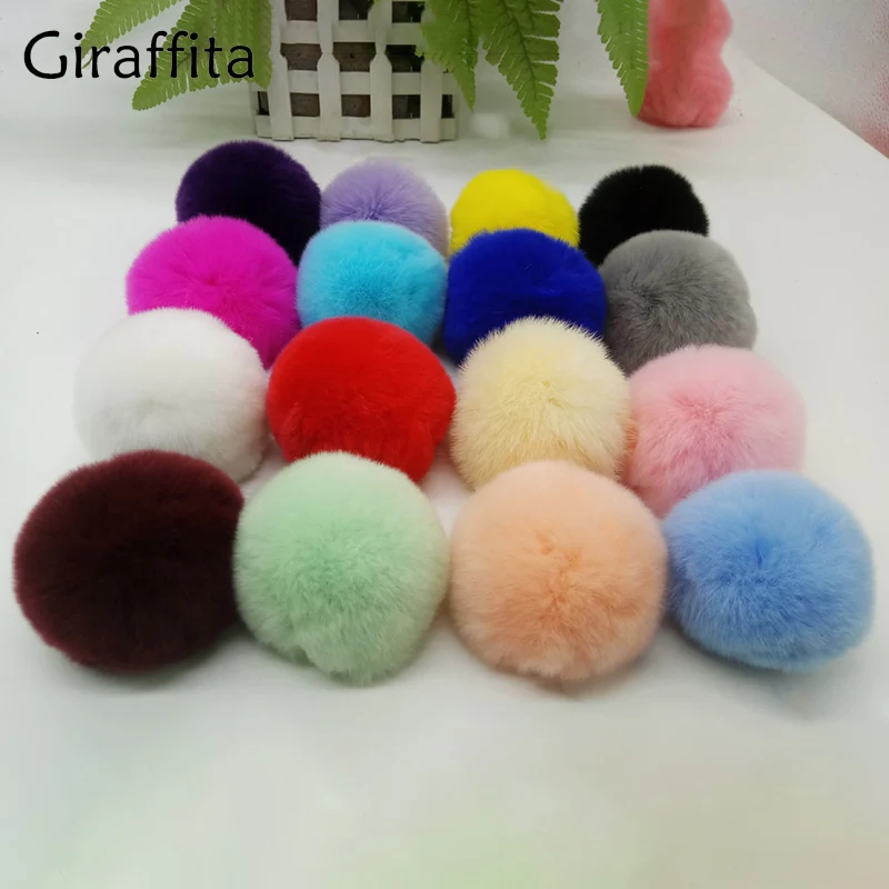 

DIY 8cm Pom Pom Fur Balls For Knitted Beanies Key Chain And Scarves Porte Clef Pompom De Fourrure Fluffy Hat Charms Accessories