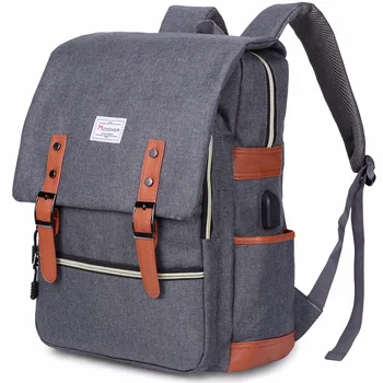 Modoker Vintage Laptop Backpack With USB Charging Port Lightweight School College Bag Rucksack Fits 15-inch Notebook, Grey Blakc
Modoker Vintage Laptop Backpack With USB Charging Port Lightweight School College Bag Rucksack Fits 15-inch Notebook, Grey Blakc