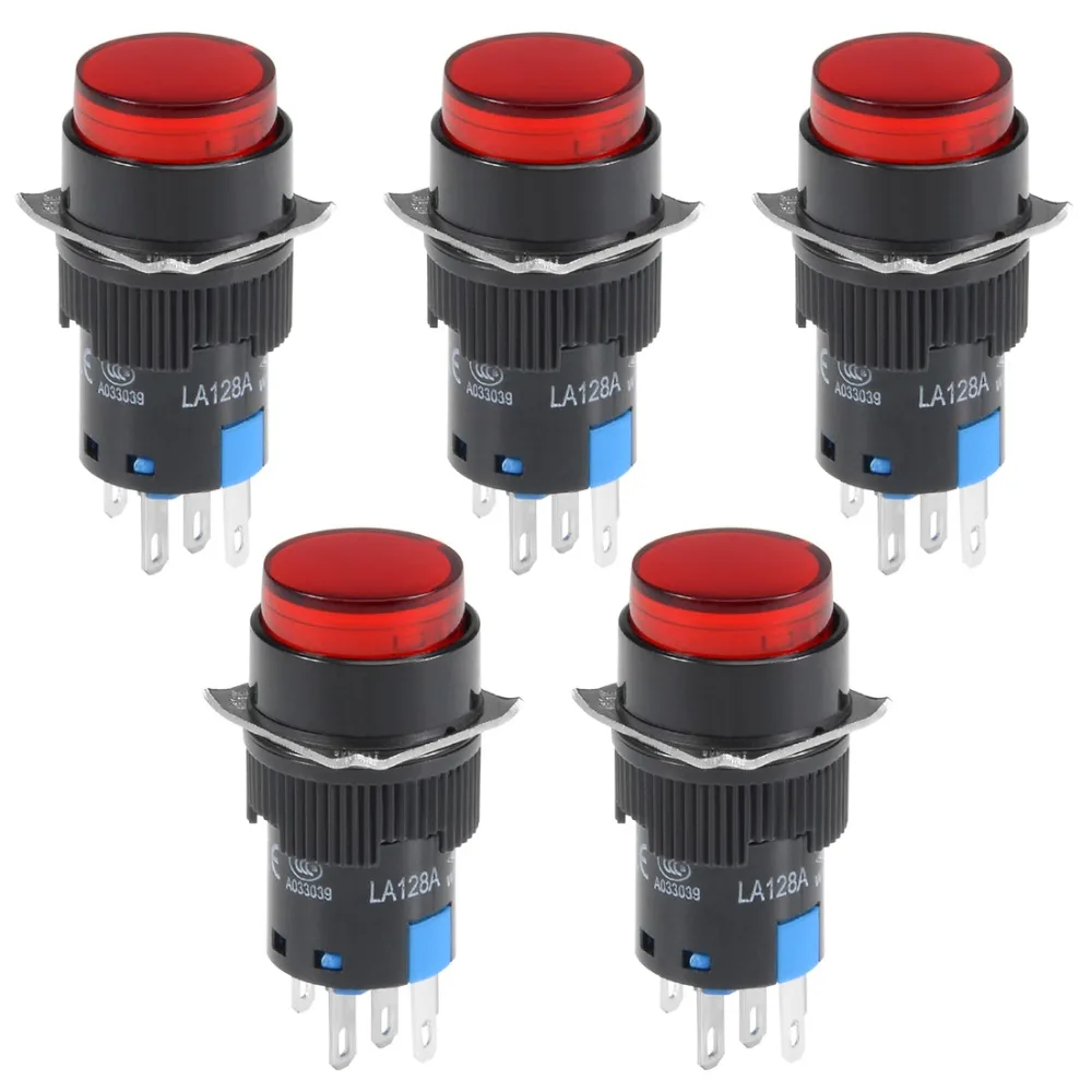 UXCELL 5Pcs Switches 16mm Momentary Push Button Switch Red LED Light Round Button 1 NO 1 NC Switch Accessories Light 12V
UXCELL 5Pcs Switches 16mm Momentary Push Button Switch Red LED Light Round Button 1 NO 1 NC Switch Accessories Light 12V