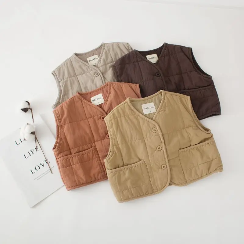 WLG boys girls spring autumn vests kids cotton casual solid sleeveless coat baby all match clothes children 1-7 years old
WLG boys girls spring autumn vests kids cotton casual solid sleeveless coat baby all match clothes children 1-7 years old