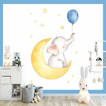 Else Blue Balloon Elephant Yellow Moon Stars Boy 3d Print Cartoon Cleanable Fabric Mural Kids Children Room Background Wallpaper
Else Blue Balloon Elephant Yellow Moon Stars Boy 3d Print Cartoon Cleanable Fabric Mural Kids Children Room Background Wallpaper