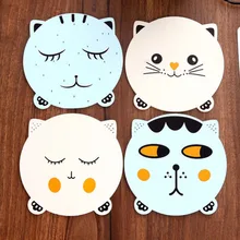 1 Piece Creative Cute Animals Cat Dining Table Placemat Coaster Kitchen Accessories Mat Cup Bar Mug Cartoon Drink Wooden Pads