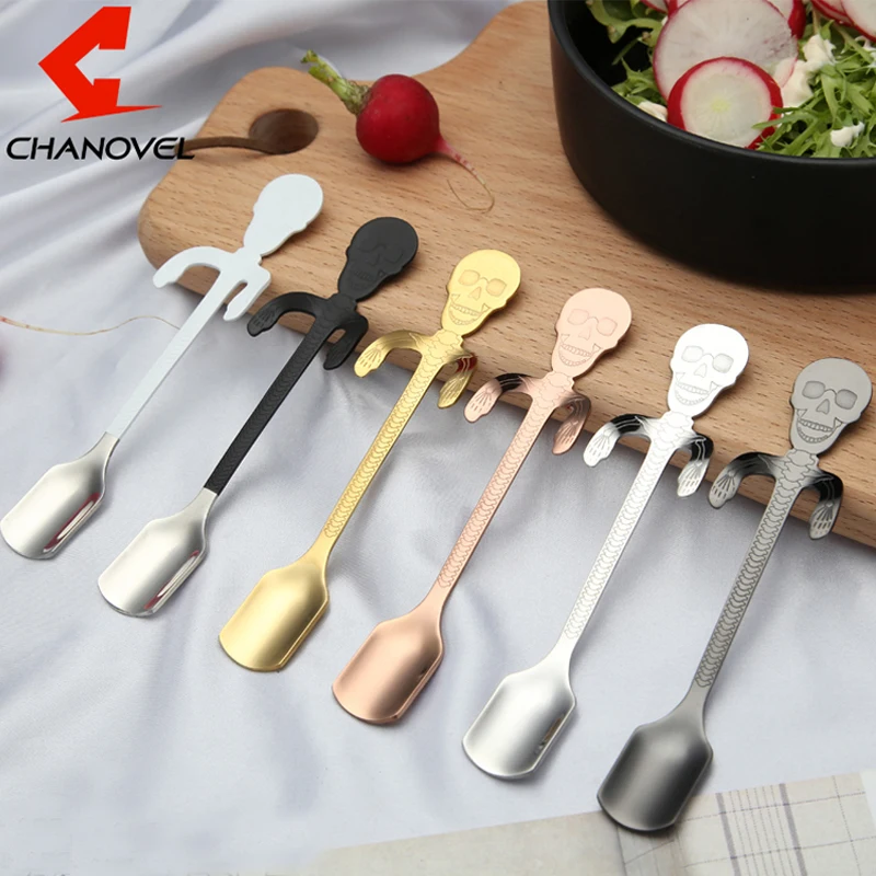 CHANOVEL 1Pcs Stainless Steel Skull Spoon Creative Coffee Spoon Ice Cream Candy Teaspoon Kitchen Colorful Tableware
CHANOVEL 1Pcs Stainless Steel Skull Spoon Creative Coffee Spoon Ice Cream Candy Teaspoon Kitchen Colorful Tableware