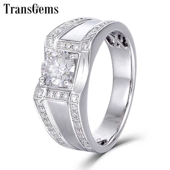 Transgems 585 14K White Gold Men's Wedding Band Center 0.5ct 5mm F Color Moissanite Engagement Ring for Men Wedding
Transgems 585 14K White Gold Men's Wedding Band Center 0.5ct 5mm F Color Moissanite Engagement Ring for Men Wedding