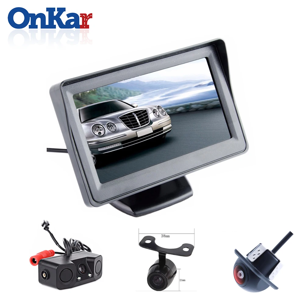 

ONKAR 5 inch Car TFT LCD Display Monitor Car Backup Camera HD Input Parking Sensor System With Video input NTSC PAL