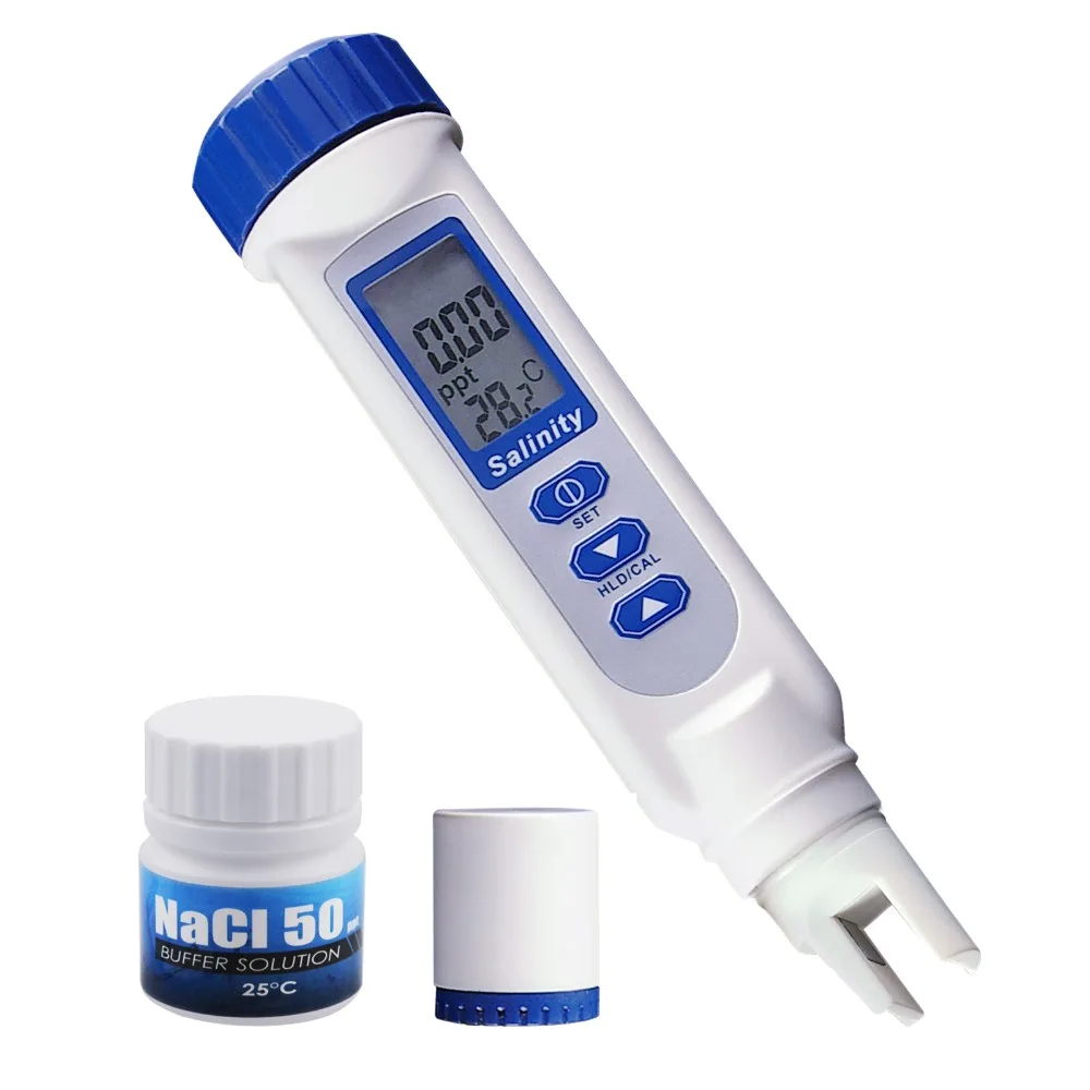 Pen Type Salinity & Temperature Meter ATC NaCl w/ Calibration Solution Set, Salt Water Quality Tester 70.0ppt for Saltwater
Pen Type Salinity & Temperature Meter ATC NaCl w/ Calibration Solution Set, Salt Water Quality Tester 70.0ppt for Saltwater