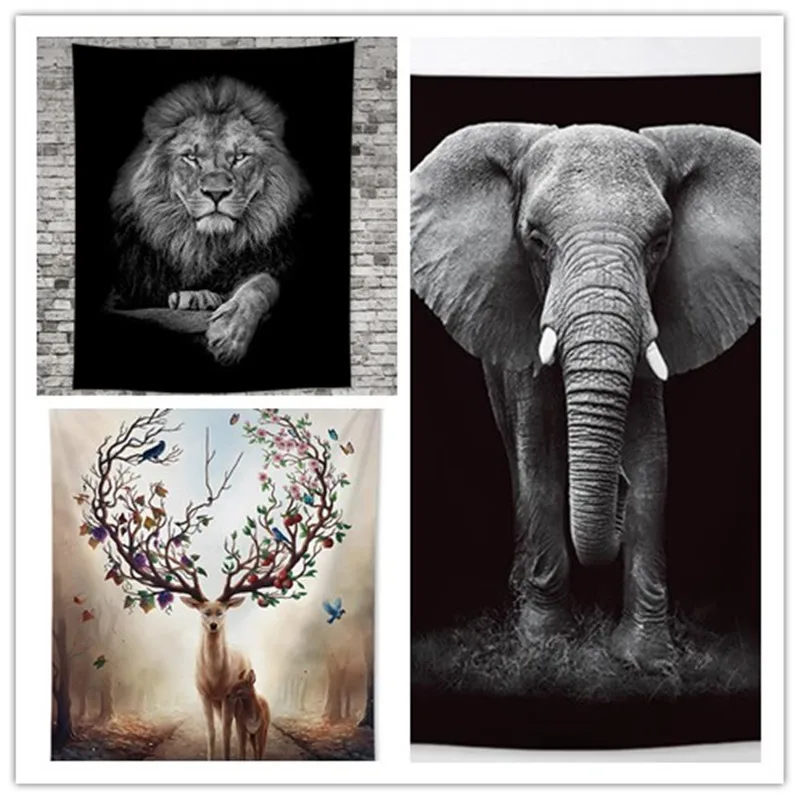 2 Sizes Nordic Simplicity Black and White Lion Elephant Deer Printed Tapestry Bedroom Hanging Table Cloth Wall Hanging Decor
2 Sizes Nordic Simplicity Black and White Lion Elephant Deer Printed Tapestry Bedroom Hanging Table Cloth Wall Hanging Decor