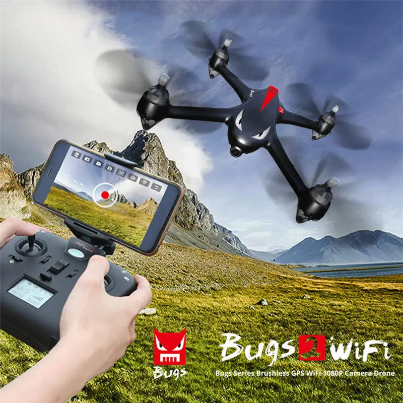

Stock MJX B2W Bugs 2W Monster WiFi FPV Brushless With 1080P HD Camera GPS Altitude Hold RC Quadcopter Helicopter Drone Toy RTF