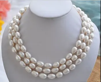 

huge AAA 3 ROW 11-13mm Natural south sea baroque white pearl necklace 50" >>>Free shipping
