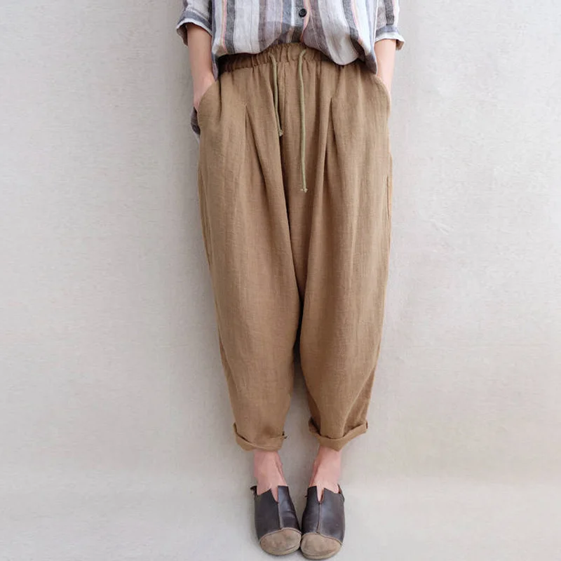 2019 Summer ZANZEA Women Linen Loose Elegant Cross-Pants Ladies Solid Elastic Casual Long Pantaloon Basic Harem Pants Plus Size
2019 Summer ZANZEA Women Linen Loose Elegant Cross-Pants Ladies Solid Elastic Casual Long Pantaloon Basic Harem Pants Plus Size