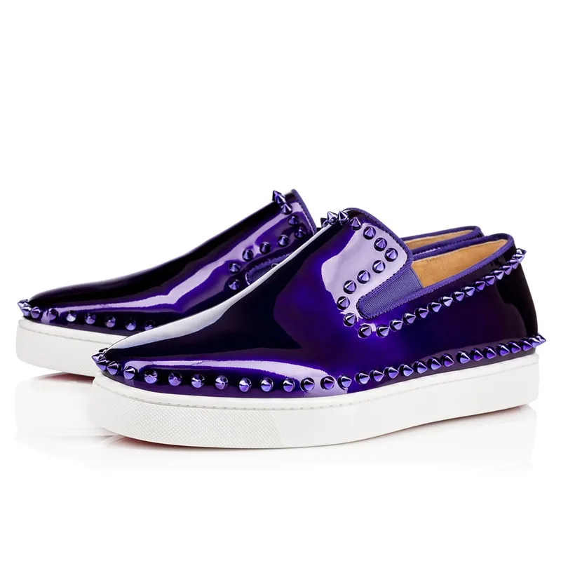 Royal blue Patent Men Leather Shoes Men's Loafers Low Top Spikes Designers Men Shoes Luxury Rivets Flats Slip-on Shoes For Man 
Royal blue Patent Men Leather Shoes Men's Loafers Low Top Spikes Designers Men Shoes Luxury Rivets Flats Slip-on Shoes For Man