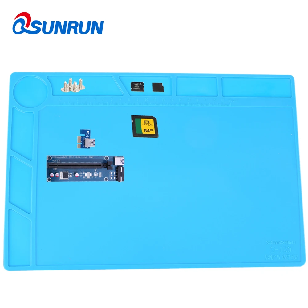 QSUNRUN Soldering Mat Silicone Mat Heat Resistant Repair Electronics Mat for Soldering Iron BGA Repair Station S110 S120 S130