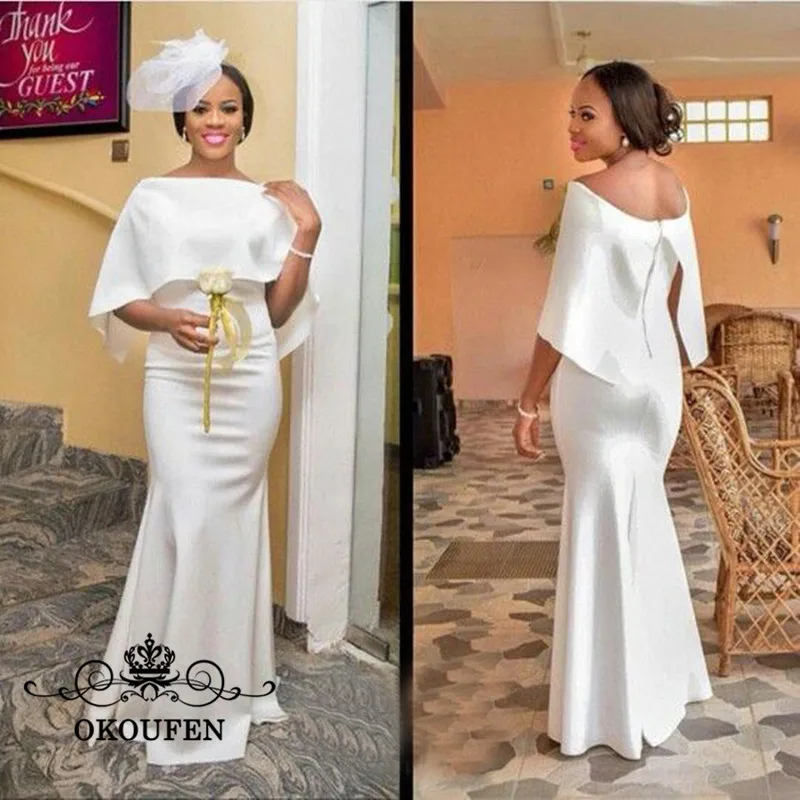 Cape Cloak Half Sleeves Mermaid Bridesmaid Dresses White Satin Customize Long Prom Dresses Party For Women
Cape Cloak Half Sleeves Mermaid Bridesmaid Dresses White Satin Customize Long Prom Dresses Party For Women