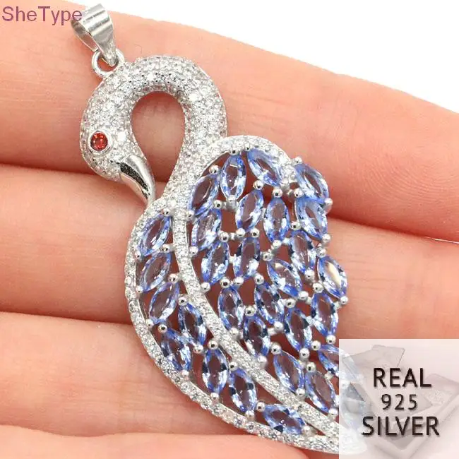 SheType 5.9g Swan Violet Tanzanite Garnet Gift For Woman's 925 Solid Sterling Silver Pendant 53x23mm
SheType 5.9g Swan Violet Tanzanite Garnet Gift For Woman's 925 Solid Sterling Silver Pendant 53x23mm