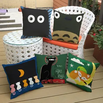 Cozy Cartoon couch cushion home decorative pillow cotton linen pillowcase 45x45cm cat totoro fox animals print seat back cushion
Cozy Cartoon couch cushion home decorative pillow cotton linen pillowcase 45x45cm cat totoro fox animals print seat back cushion