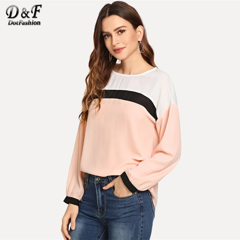 Dotfashion Pink Button Keyhole Back Color Block Blouse Shirt Women Casual Spring Autumn Round Neck Long Sleeve Pullovers Top
Dotfashion Pink Button Keyhole Back Color Block Blouse Shirt Women Casual Spring Autumn Round Neck Long Sleeve Pullovers Top