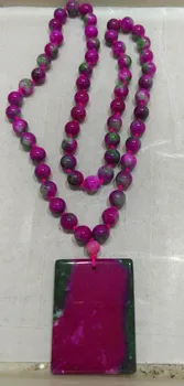 LARGE beaded neklace chain with focal slab gemstone -sugilit green ruby red jade beads
LARGE beaded neklace chain with focal slab gemstone -sugilit green ruby red jade beads