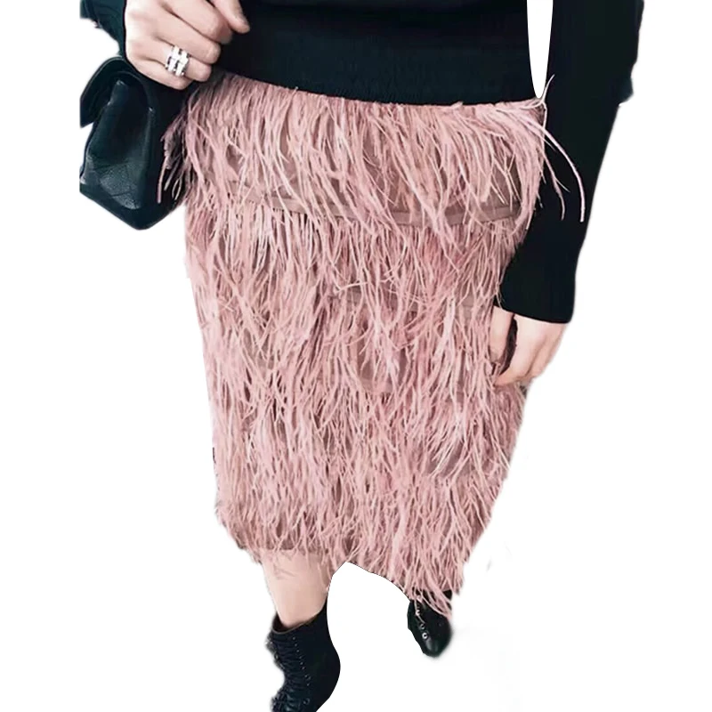 Hot Selling High Street Women Knee-Length Solid Color Black/Green/Pink Straight Skirt Full Feathers Slim Skirts TOP QUALITY
Hot Selling High Street Women Knee-Length Solid Color Black/Green/Pink Straight Skirt Full Feathers Slim Skirts TOP QUALITY