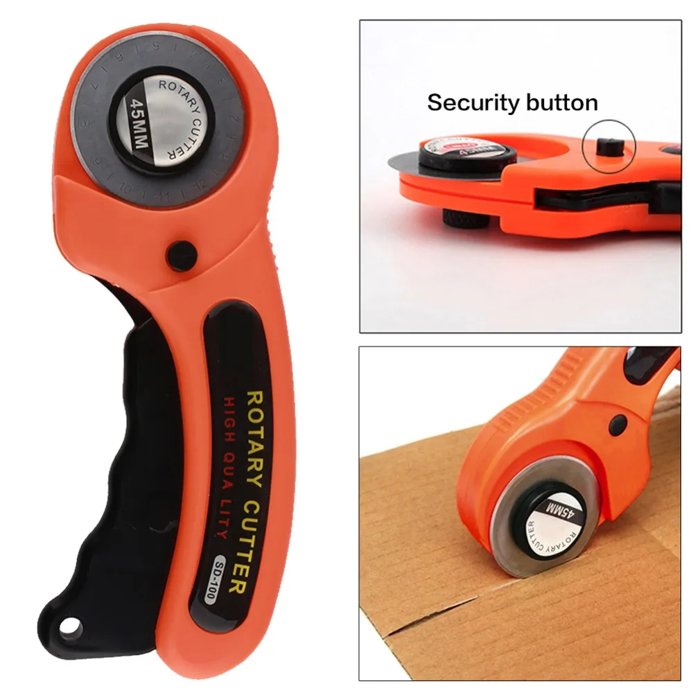 Rotary Cutter Leather Cutting Knife 45mm Universal Scrapbooking Sewing Durable W/Security Button Cloth Patchwork Quilting
Rotary Cutter Leather Cutting Knife 45mm Universal Scrapbooking Sewing Durable W/Security Button Cloth Patchwork Quilting