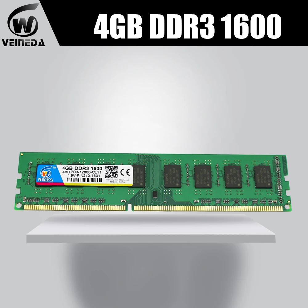 VEINEDA Memoria ddr3 4gb ram ddr3 1066MHZ For dimm ddr3 Memory ram 1333 1600 compatible all Intel AMD Desktop PC3-12800 240pin 
VEINEDA Memoria ddr3 4gb ram ddr3 1066MHZ For dimm ddr3 Memory ram 1333 1600 compatible all Intel AMD Desktop PC3-12800 240pin