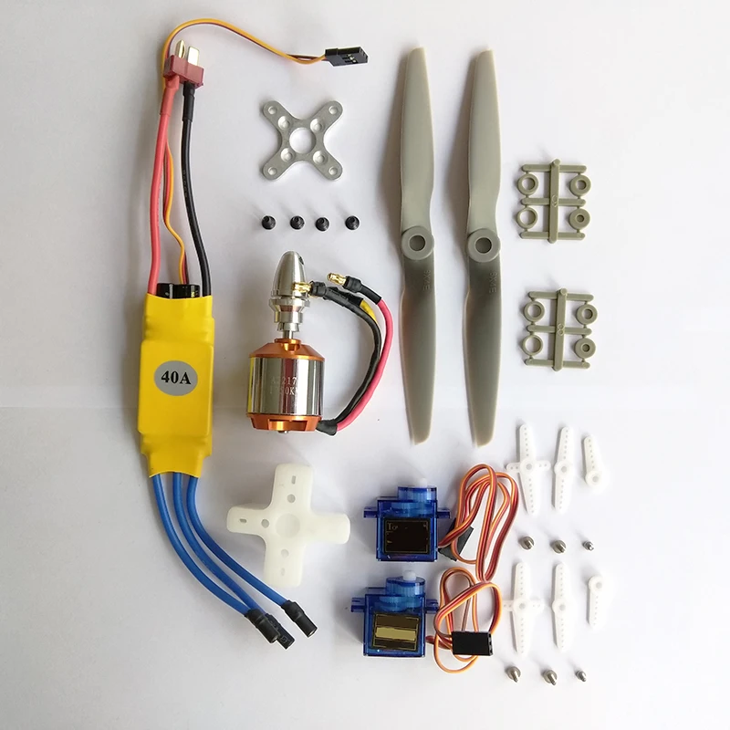 A2217 2217 1750KV Brushless Motor + 40A ESC + 6040 propeller + SG90 Servo + Motor Mount High Speed Power Combo for RC Fixed Wing
A2217 2217 1750KV Brushless Motor + 40A ESC + 6040 propeller + SG90 Servo + Motor Mount High Speed Power Combo for RC Fixed Wing