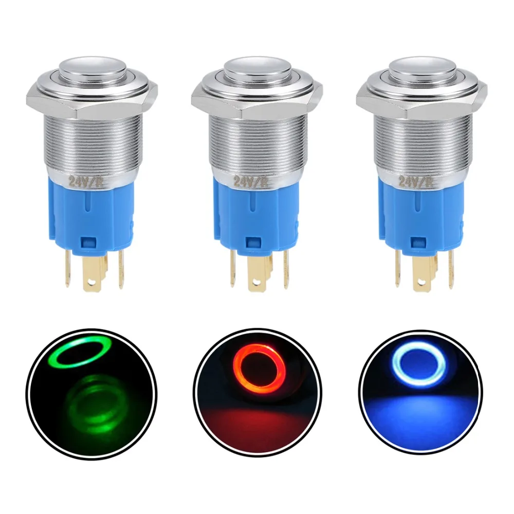 UXCELL 3pcs Momentary Push Button Switch 16mm Mounting Dia 3A 1NO 1NC 24V Green Red Blue LED Light for 16mm Diameter Mounting
UXCELL 3pcs Momentary Push Button Switch 16mm Mounting Dia 3A 1NO 1NC 24V Green Red Blue LED Light for 16mm Diameter Mounting