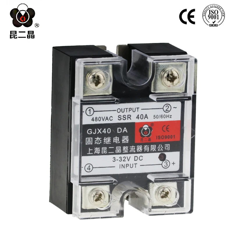 single phase Solid state relay DC to AC 40A 480VAC output 3-32VDC input module SSR GJX40 DA 50/60hz high quality SSR-40DA
single phase Solid state relay DC to AC 40A 480VAC output 3-32VDC input module SSR GJX40 DA 50/60hz high quality SSR-40DA