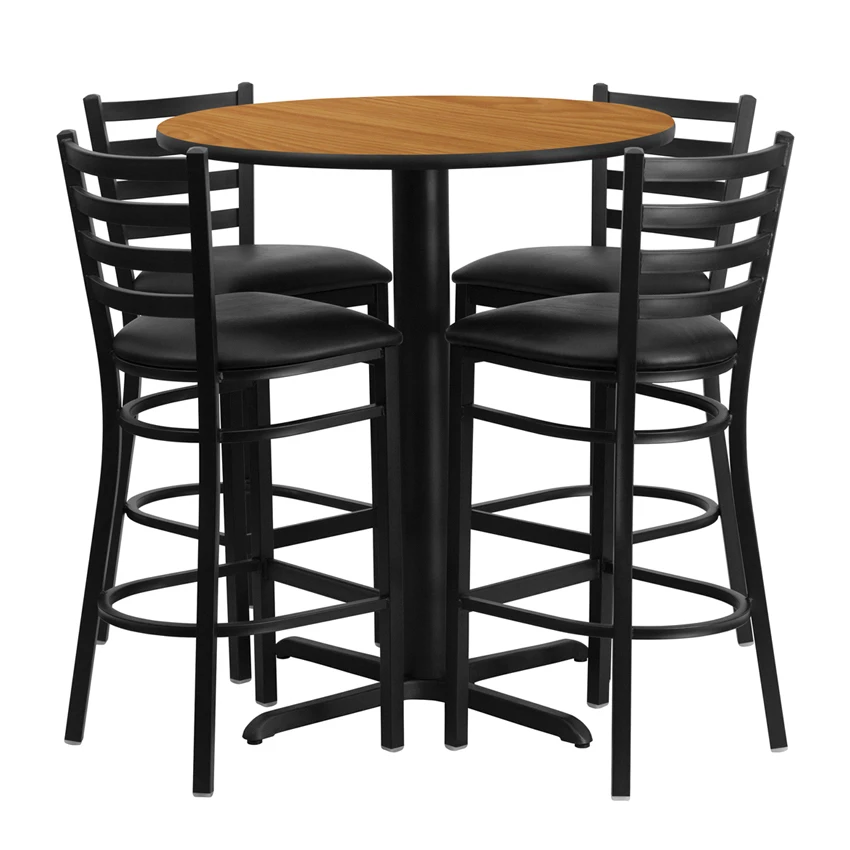 Flash Furniture 30'' Round Natural Laminate Table Set with Ladder Back Metal Bar Stool and Black Vinyl Seat
Flash Furniture 30'' Round Natural Laminate Table Set with Ladder Back Metal Bar Stool and Black Vinyl Seat