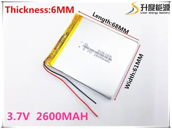 Liter energy battery 3.7V 2600mAh lithium polymer battery 606168 navigator MP3 GPS universal rechargeable battery
Liter energy battery 3.7V 2600mAh lithium polymer battery 606168 navigator MP3 GPS universal rechargeable battery