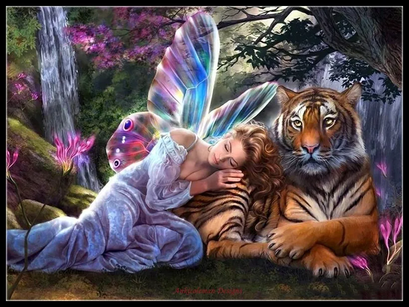 Fairy with Tiger - Counted Cross Stitch Kits - DIY Handmade Needlework for Embroidery 14 ct Cross Stitch Sets DMC Color
Fairy with Tiger - Counted Cross Stitch Kits - DIY Handmade Needlework for Embroidery 14 ct Cross Stitch Sets DMC Color